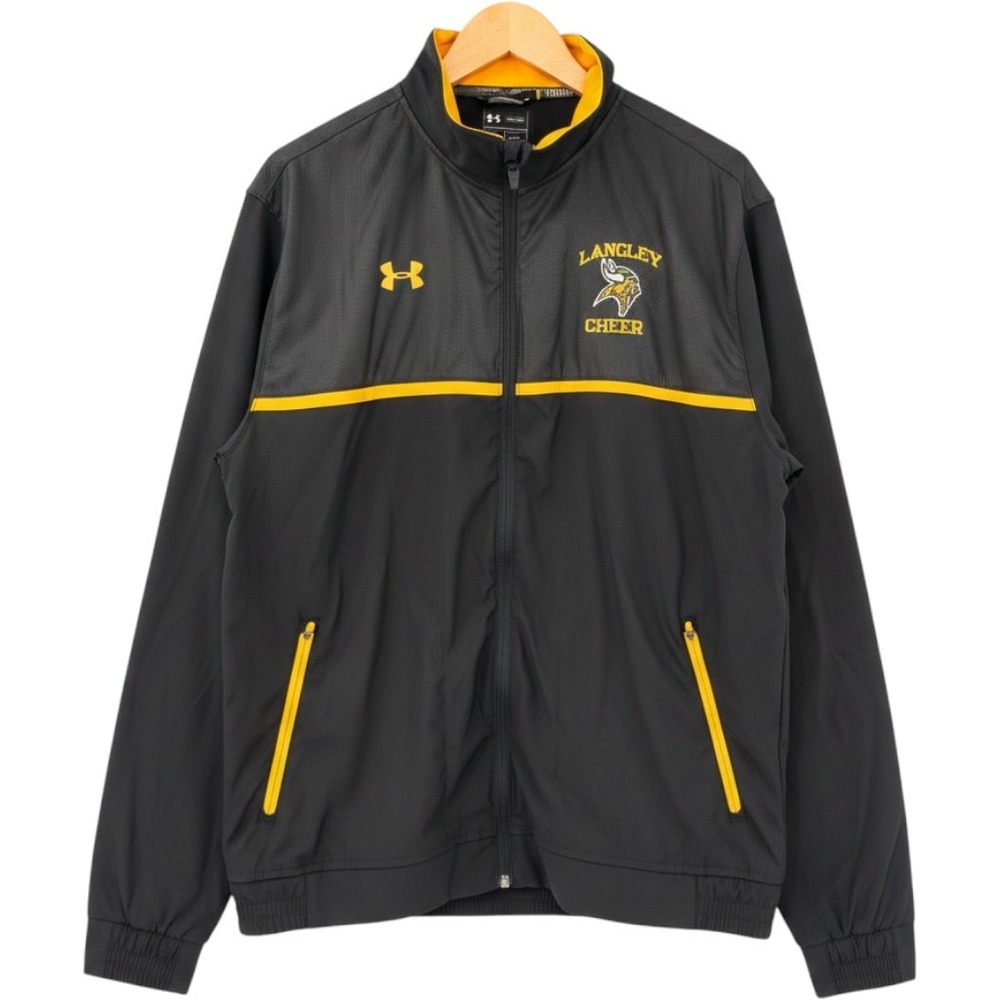 Under Armour Langley Cheer Jacket Mens Large Black Yellow Full Zip Warmup